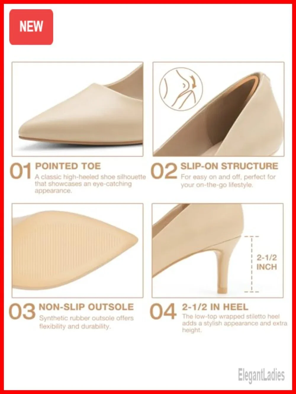 Pointed Toe Stiletto Heels Closed Toe Dress Pumps for Work Wedding